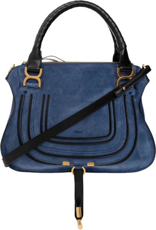 Chloé Iconische Marcie Schoudertas met Twee Banden Blue Dames