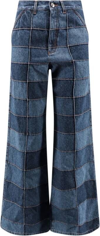 Chloé Multicolor Patchwork Flared Jeans Blauw Dames