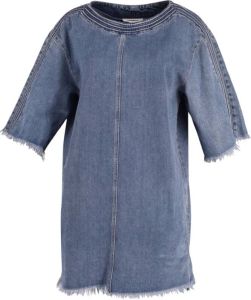 Chloé Pre-owned Chloe Frayed Mini Dress in Blue Cotton Denim Blauw Dames