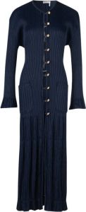 Chloé Pre-owned Crinkled Ribbed-knit Cardigan Blauw Dames