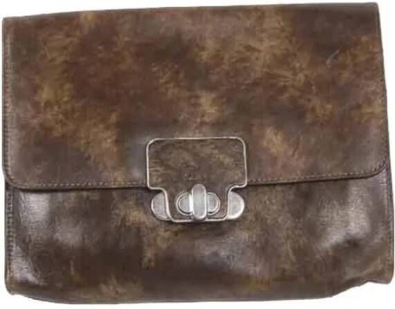 Chloé Pre-owned Leather clutches Bruin Dames