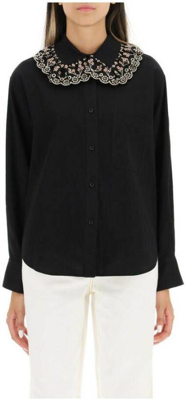 See by Chloé Overhemd met geborduurde kraag uit de collectie Black Dames