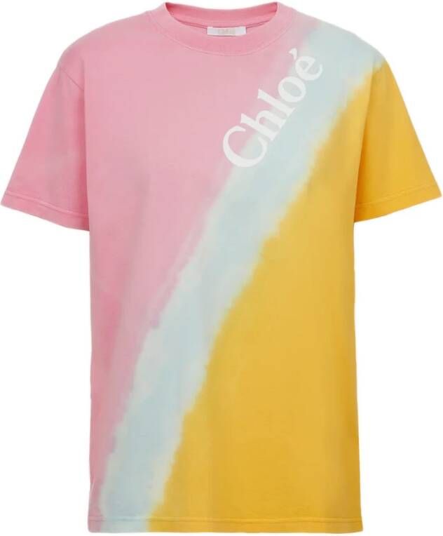 Chloé Roze katoenen T-shirt met logodetail Pink Dames