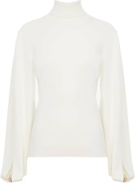 Chloé Witte Mock-neck Sweater met Splitmouwen Wit Dames