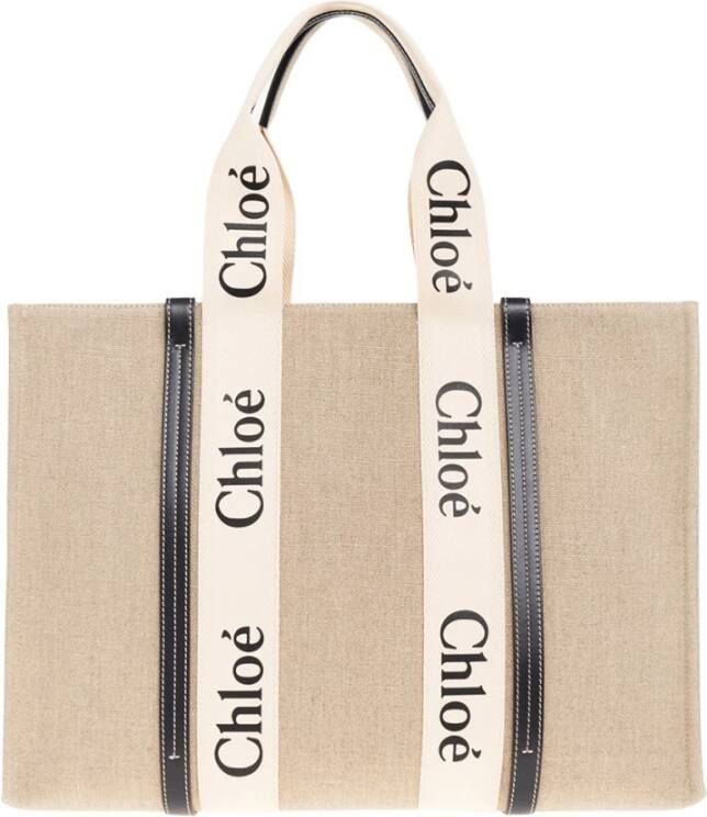 Chloé Woody grote shopper tas Beige Dames