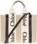 Chloé Linnen Tote Tas met Leren Details Beige Dames - Thumbnail 2
