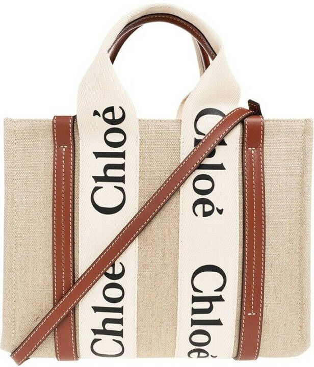 Chloé Woody Small Shopper Bag Beige Dames
