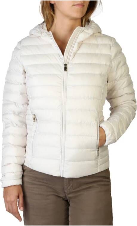 Ciesse Piumini Dames Solid Bomberjack met Ritssluiting White Dames