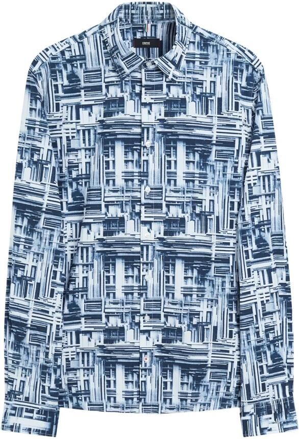 CINQUE Modern overhemd met lange mouwen en allover print Blue Heren