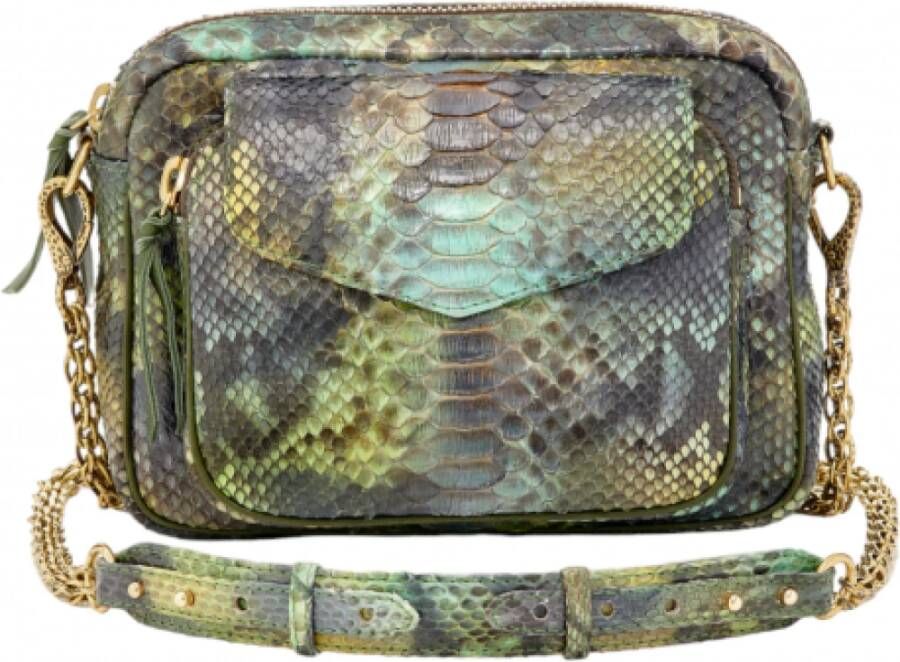 Claris Virot Groene Valley Python Crossbody Schoudertas Groen Dames