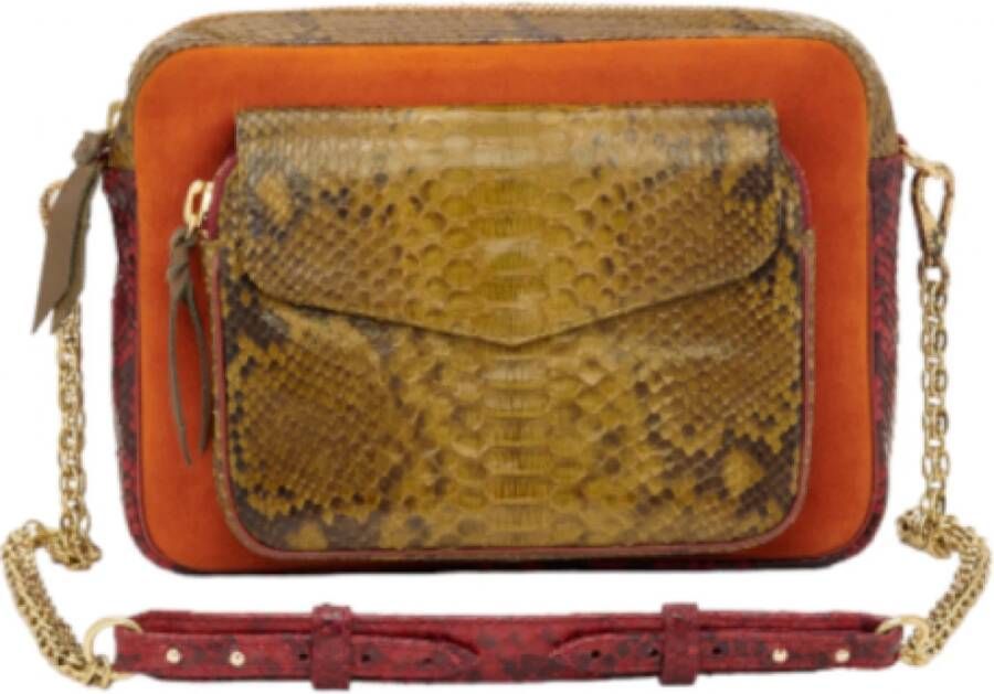Claris Virot Python Mix Crossbody Schoudertas Bruin Dames