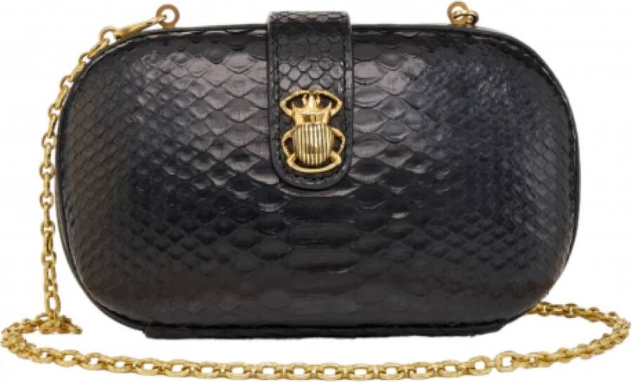 Claris Virot Python Noir Chiara Minaudiere Zwart Dames