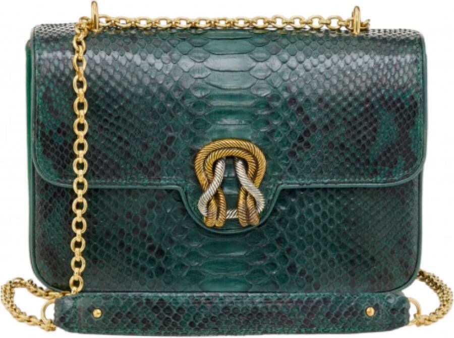 Claris Virot Python Schoudertas met Scarabee Sluiting Groen Dames