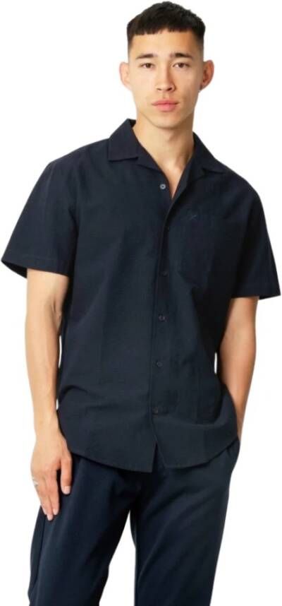 Clean Cut Overhemd- CC Bowling Julius Seersucker Shirts S S Blauw Heren