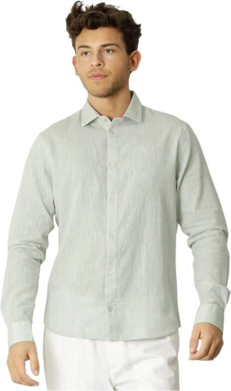 Clean Cut Overhemd- CC Jamie Cotton Linen Shirt L S Groen Heren