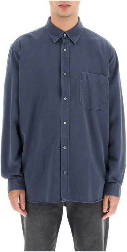 Closed Casual katoenen twill overhemd Blue Heren