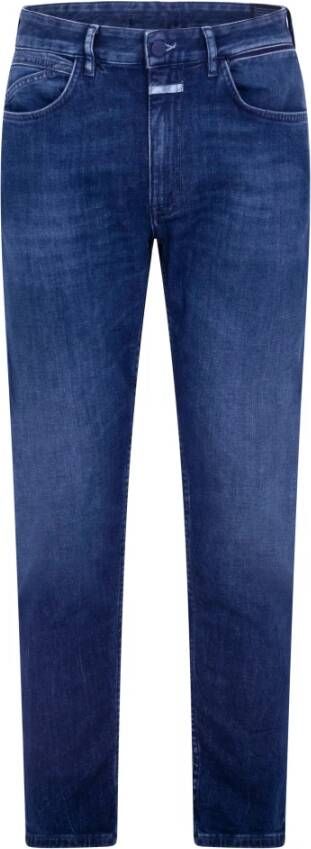 Closed Jeans met regular fit en tapered leg Blauw Heren