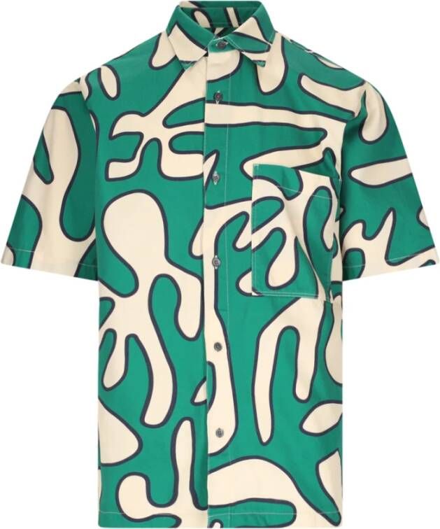 Closed Short Sleeve Shirts Groen Heren