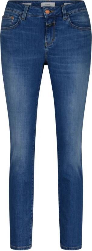 Closed Slim-fit Jeans Gebruikte Wassing Verkorte Pijp Blauw Dames