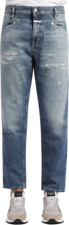 Closed Wijde Pijp en Slim Fit Eco-Denim Jeans met Distressed Details Blauw Heren