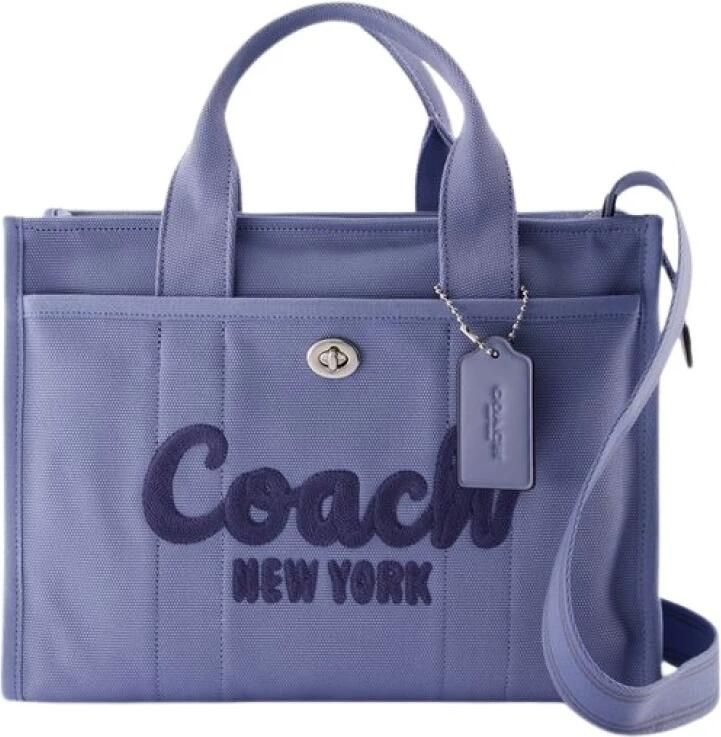Coach Geborduurde Logo Canvas Cargo Tote Tas Blue Dames - Foto 8