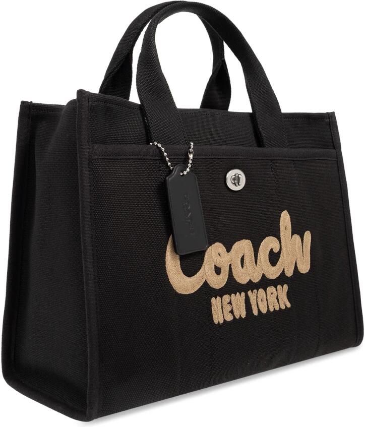 Coach Geborduurd Logo Canvas Cargo Tote Tas Black Dames - Foto 7