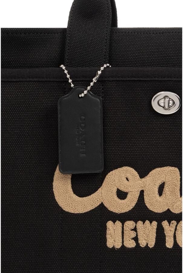 Coach Geborduurd Logo Canvas Cargo Tote Tas Black Dames - Foto 9