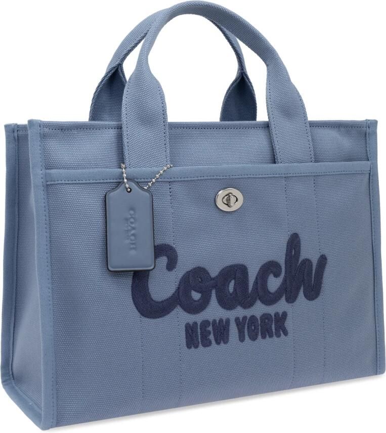 Coach Geborduurde Logo Canvas Cargo Tote Tas Blue Dames - Foto 4