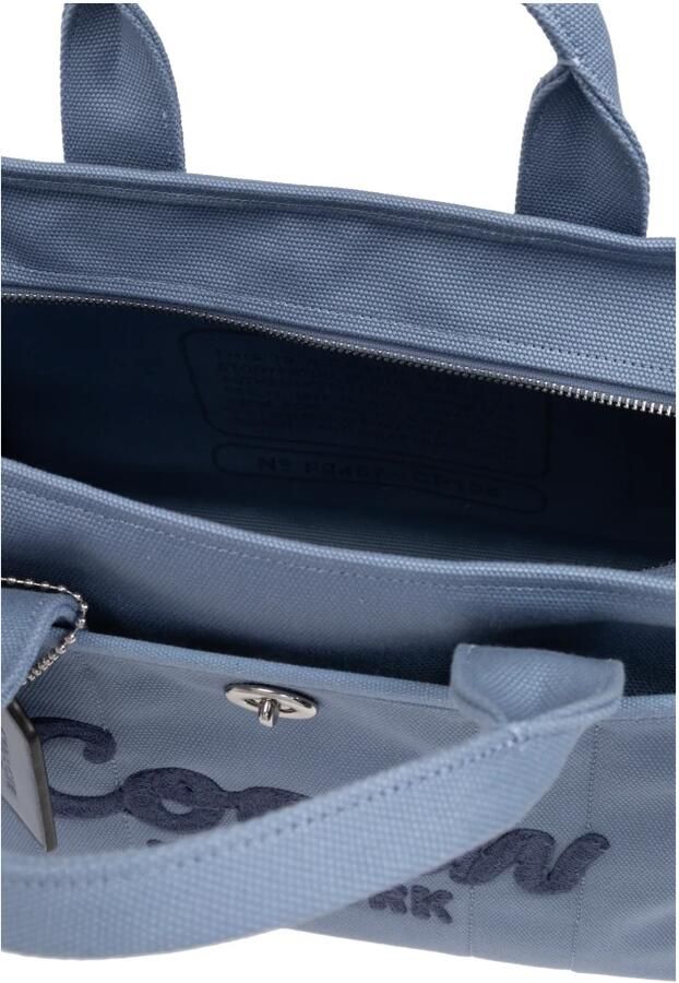Coach Geborduurde Logo Canvas Cargo Tote Tas Blue Dames - Foto 5