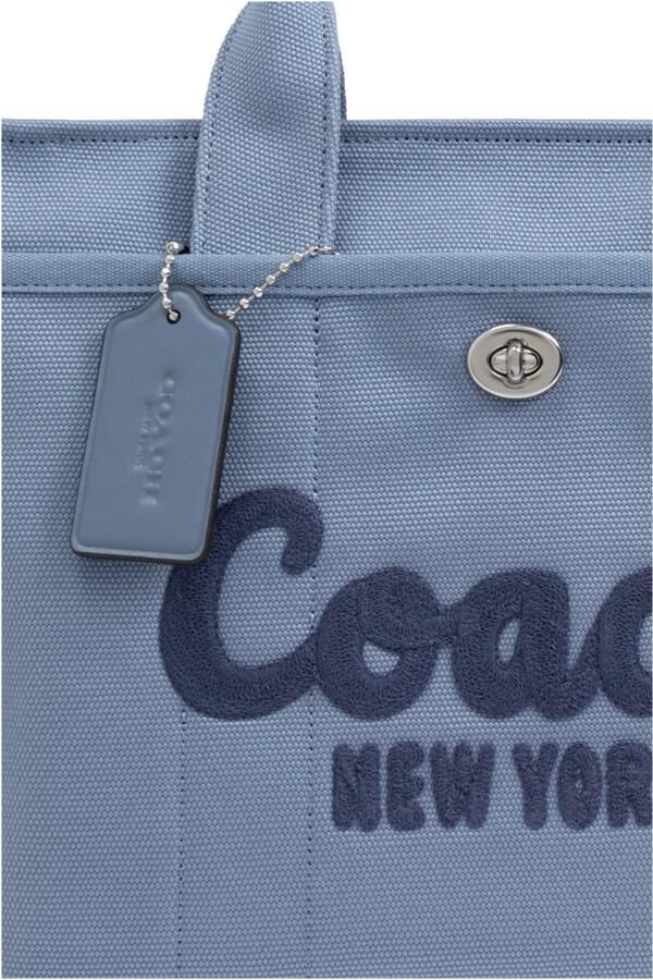 Coach Geborduurde Logo Canvas Cargo Tote Tas Blue Dames - Foto 7