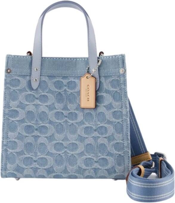 Coach Totes Washed Denim Field Tote 22 in blauw