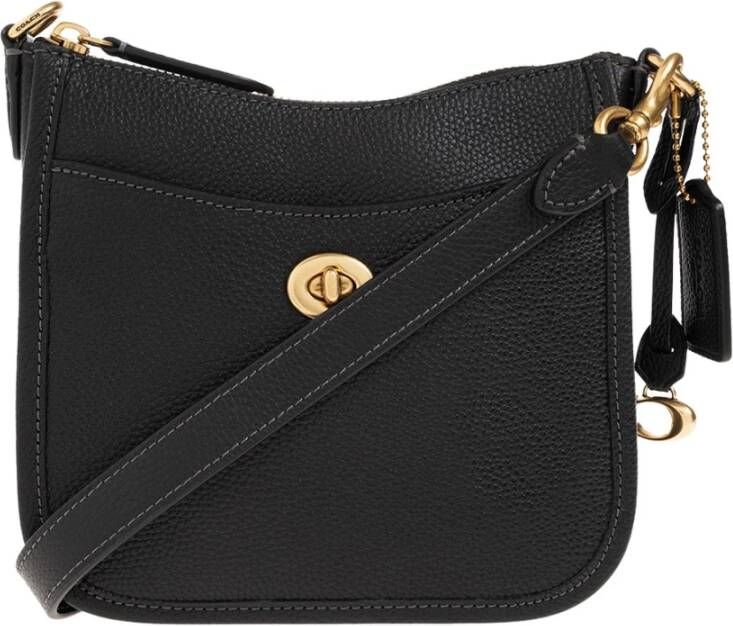 Coach Zwarte Leren Crossbody Tas met Meerdere Compartimenten Black Dames