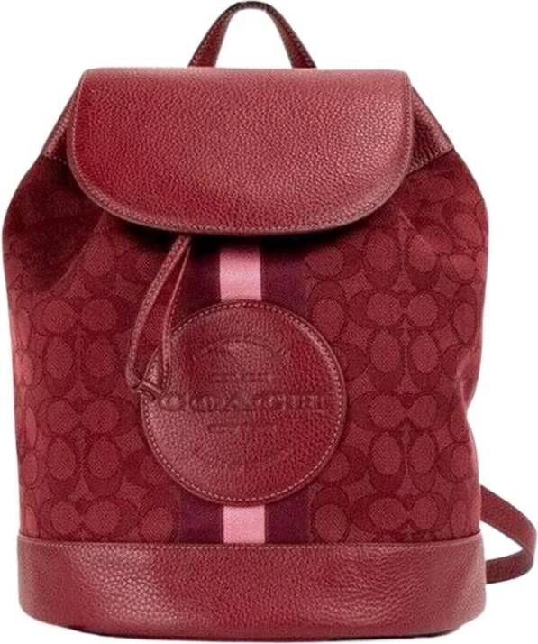 Coach Signature Canvas Logo Patch Rugzak Rood Dames