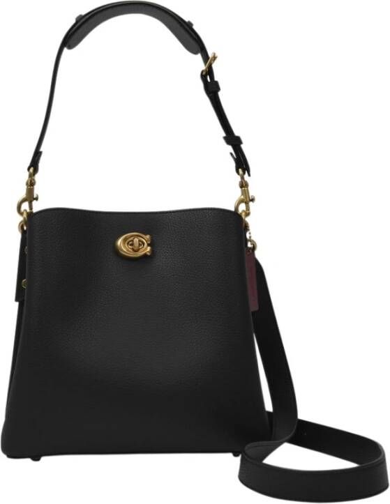 Coach Minimalistische Zwarte Leren Bucket Tas Zwart Dames
