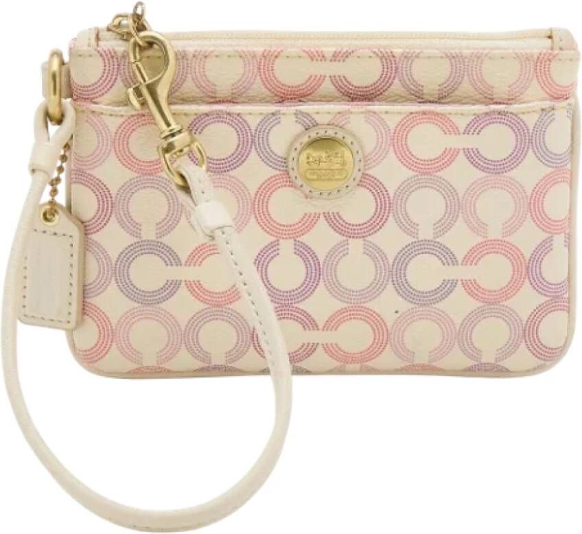 Coach Pre-owned Coated canvas clutches Beige Dames