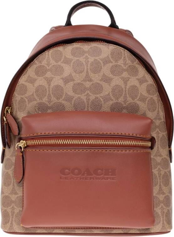 Coach Moderne Beige Canvas Rugzak Brown Heren