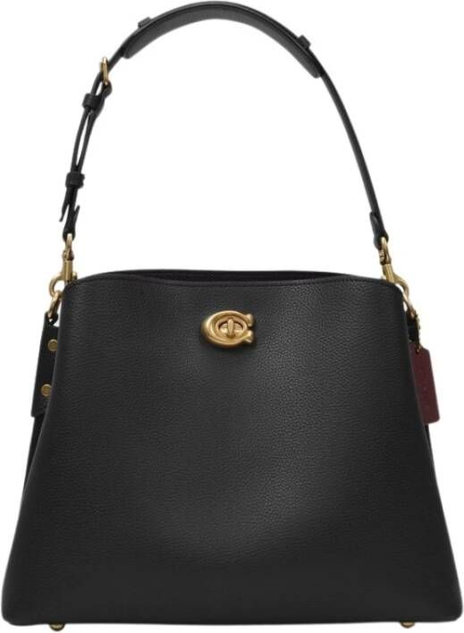 Coach Shoppers Polished Pebble Leather Willow Shoulder Bag in zwart