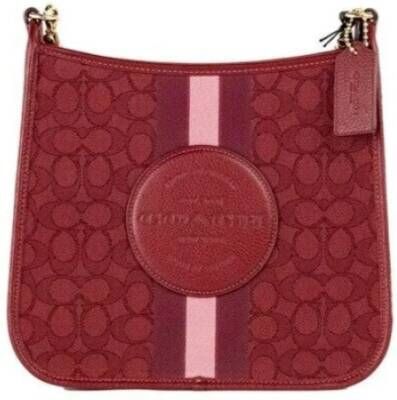 Coach Rode Jacquard Canvas Crossbody Tas Red Dames