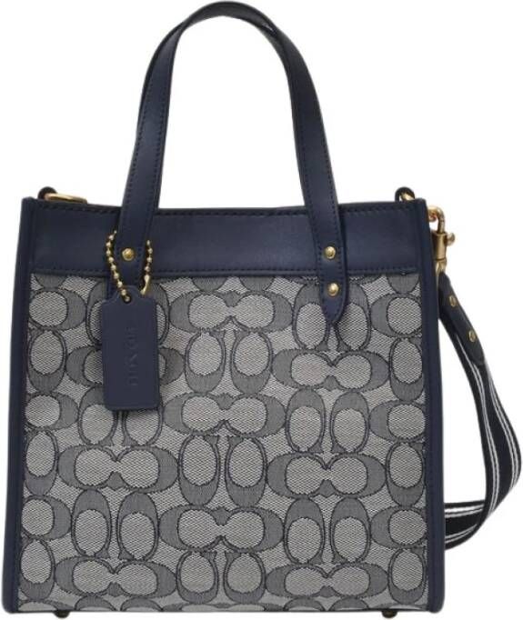 Coach Tote 22 Bag in Navy Canvas Blauw Dames