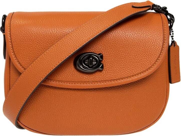 Coach Shoppers Polished Pebble Leather Willow Saddle Bag in oranje