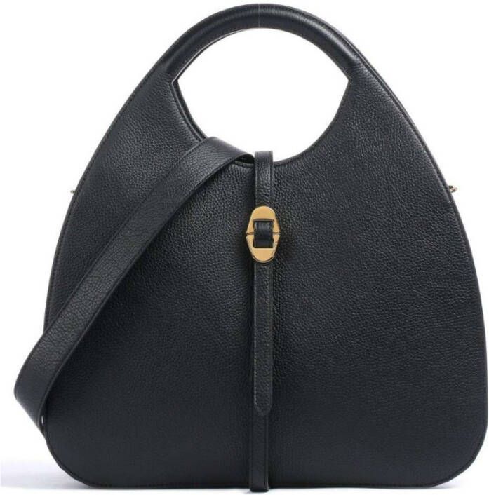 Coccinelle Elegante zwarte leren handtas met afneembare band Black Dames