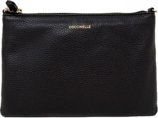 Coccinelle Zwarte Leren Pochette met Afneembare Band Black Dames