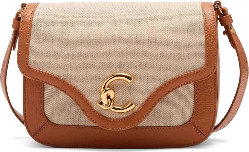 Coccinelle Beige Canvas en Leren Schoudertas Beige Dames