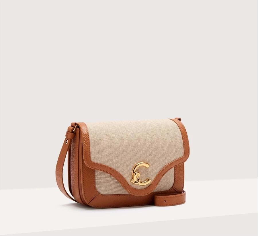 Coccinelle Beige Canvas en Leren Schoudertas Beige Dames - Foto 3