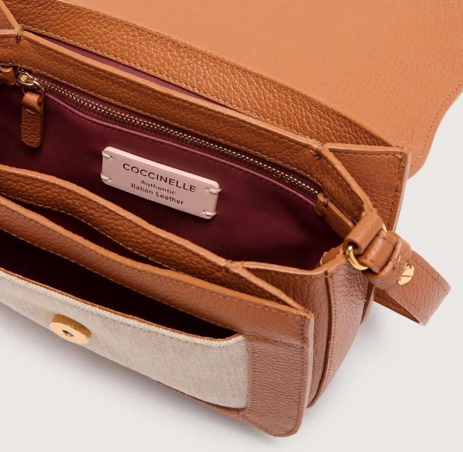 Coccinelle Beige Canvas en Leren Schoudertas Beige Dames - Foto 2