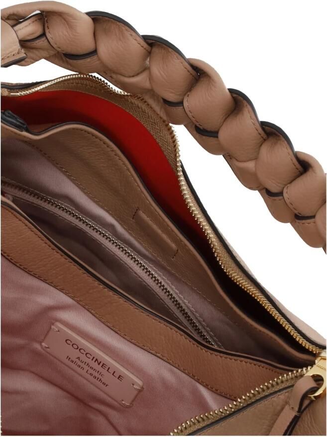 Coccinelle Bruine leren handtas met geweven handvat Brown Dames