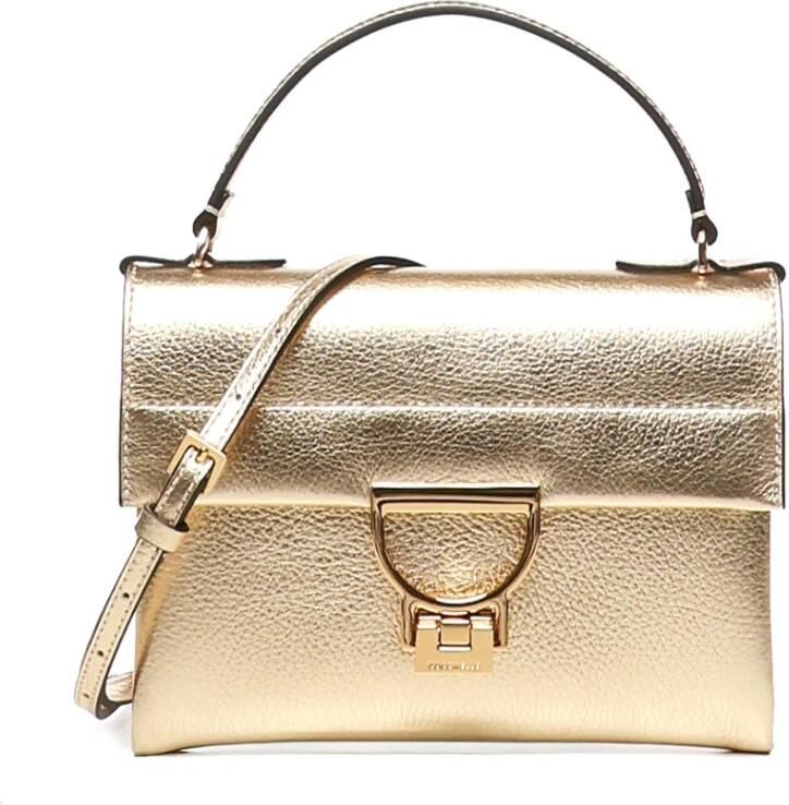 Coccinelle Omkeerbare leren tas met gouden details Yellow Dames