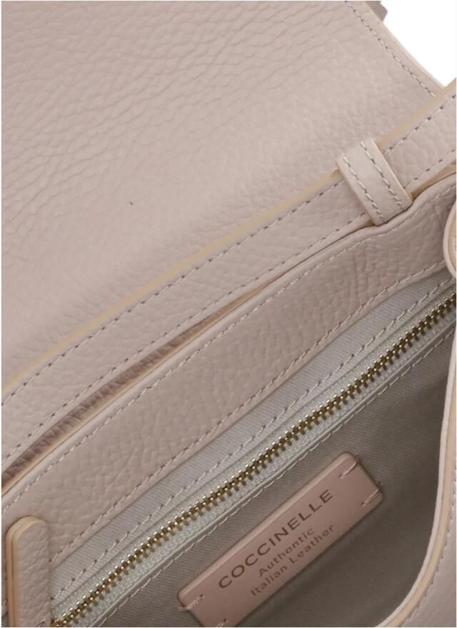 Coccinelle Leren schoudertas met verstelbare handvat Beige Dames - Foto 4