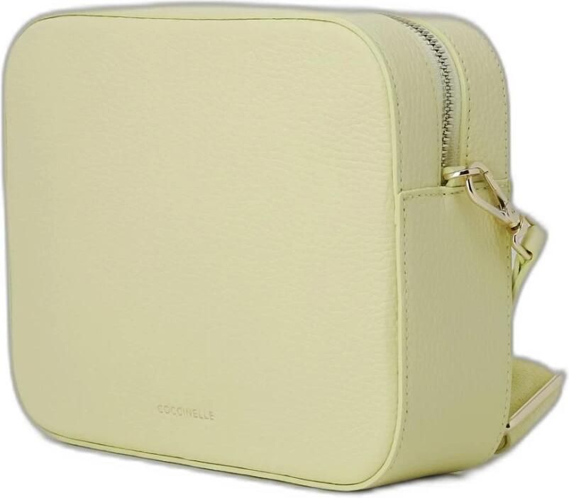 Coccinelle Gele Leren Schoudertas met Verstelbare Band Yellow Dames