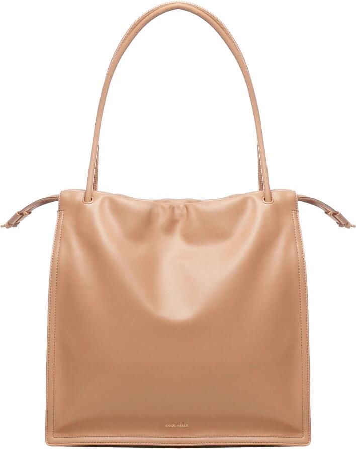 Coccinelle Schoudertas met trekkoord en stoffen voering Brown Dames